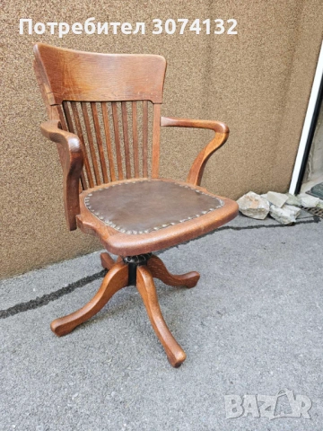 Антикварно офис кресло с механизъм в перфектно състояние, снимка 4 - Столове - 53599374