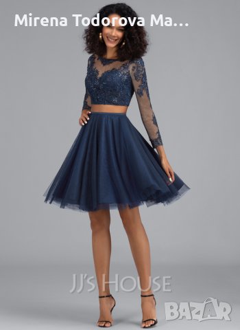 Абитуриентска рокля. А-силует Къса Мини рокля от тюл с пайети.-EU36 XS, S-250лв., снимка 3 - Рокли - 36683368