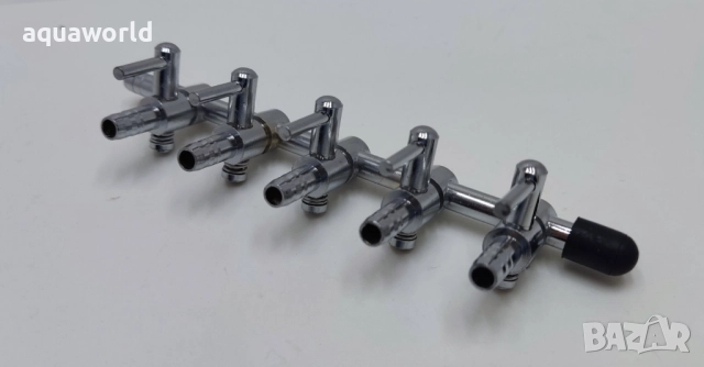 "ПРОМОЦИЯ" Метален разклонител за въздух с 5 кранчета, снимка 2 - Оборудване за аквариуми - 52364384