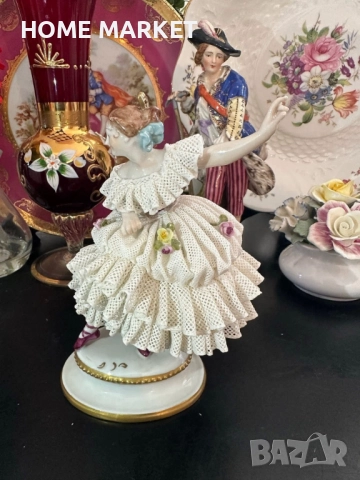Volkstedt Фолкщед Germany  Curca 1945 (Älteste Volkstedter Porzellanmanufaktur) Dresden Lace , снимка 6 - Антикварни и старинни предмети - 52939094