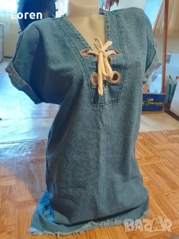 Дънкова рокличка или туника с връзки 