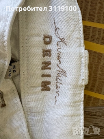  Бели дънкови 7/8 панталони Karen Millen, снимка 2 - Панталони - 52183985