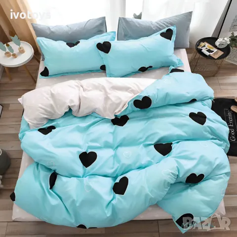 Двулицево спално бельо с ластик (размер за приста), 4 части - Модел WS17017, снимка 1