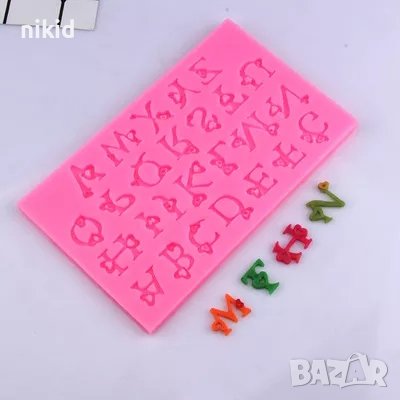Азбука латиница главни букви със сърца силиконов молд форма фондан декор , снимка 2 - Форми - 37340961
