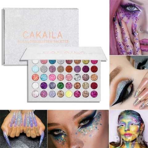 Палитра с 40 сенки за очи с блестящи частици, снимка 4 - Други - 52597789