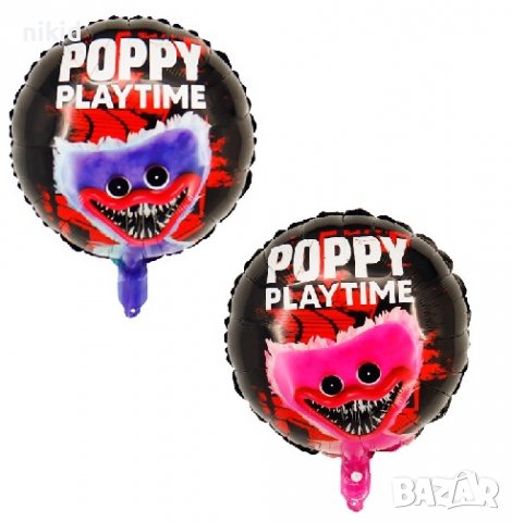 Хъги Лъги Huggy Wuggy poppy playtime двустранен фолио фолиев балон хелий или въздух