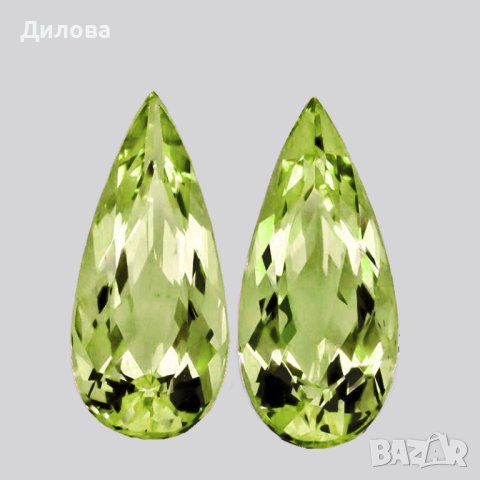 14x6 mm 2 бр.{ 5.24 ct} Капковидна форма  шлифовка брилянт AAA наситено жълт кунцит