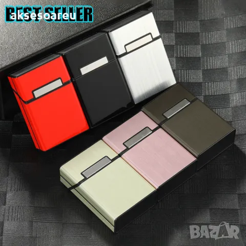 Качествена джобна кутия за стандартни цигари 80 мм. калъф от алуминиева сплав за пушачи за Подарък, снимка 7 - Табакери - 50227585