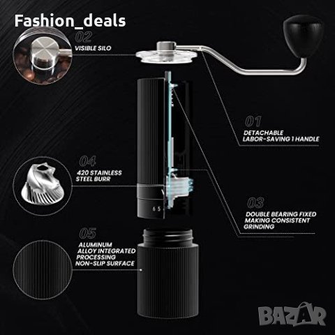 Нова Черна алуминиева ръчна кафемелачка Дом Офис Къминг, снимка 5 - Други стоки за дома - 42986725