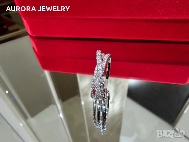 CARTIER Etincelle de Cartier Silver Paved Diamonds Дамски Пръстен, снимка 5 - Пръстени - 53238681