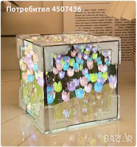 Ръчно изработена LED нощна лампа с изкуствени цветя 21 бр. - ЛАЛЕТА, Направи си сам , снимка 2 - Настолни лампи - 50813524
