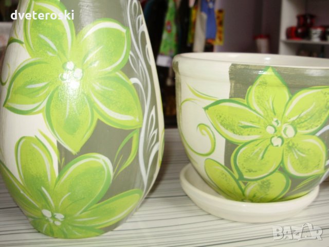 Ваза ръчно рисувана керамика, снимка 9 - Декорация за дома - 27687212