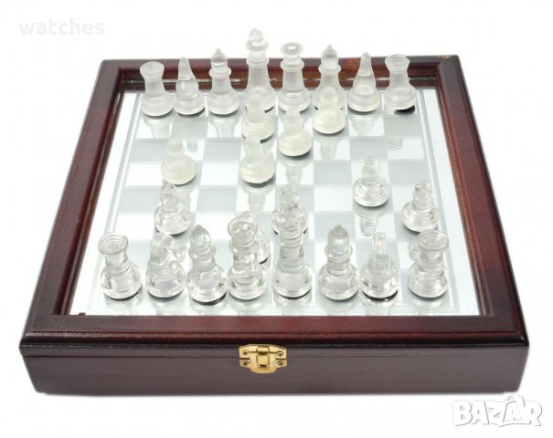  Шах стъкло в дървена кутия, снимка 7 - Шах и табла - 28017015