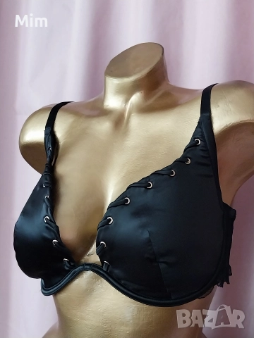 Hunkemoller 85 E Черен сатенен сутиен , снимка 4 - Бельо - 52598979