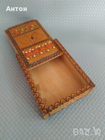Стара дървена кутия за карти., снимка 2 - Антикварни и старинни предмети - 27158370