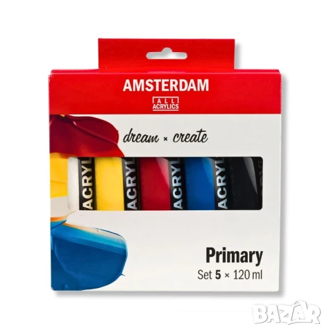 Комплект акрилни бои Amsterdam 5 цвята в тубички 120 мл