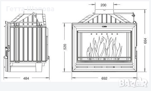 Горивна камера UNIFLAM 700 за вграждане, снимка 3 - Печки, фурни - 52370535