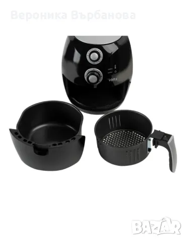 Фритюрник AirFryer, 1600W, 3л., горещ въздух, таймер, до 200°C, черен, снимка 1