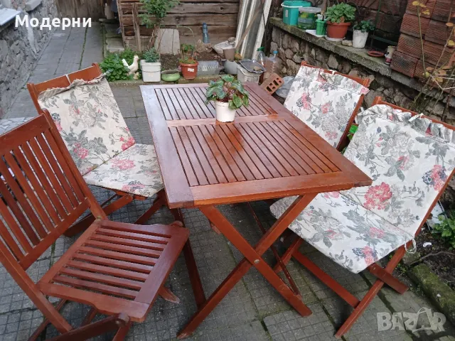 Дървена маса и 4 стола , снимка 9 - Градински мебели, декорация  - 49935132