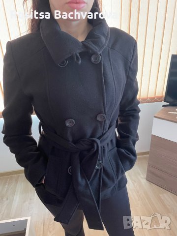 Черно късо палто, размер М, снимка 3 - Палта, манта - 38896011