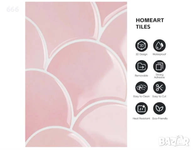 3D самозалепващи се стенни плочки за кухня, баня (10 листа), снимка 2 - Други - 52910960