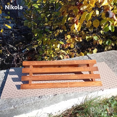 Стенна закачалка за дрехи и шапки дървена 64/24см, снимка 3 - Закачалки - 38486837