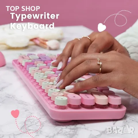 Perixx PERIDUO-802PK Bluetooth мини клавиатура и мишка - розово, снимка 7 - Клавиатури и мишки - 49500297