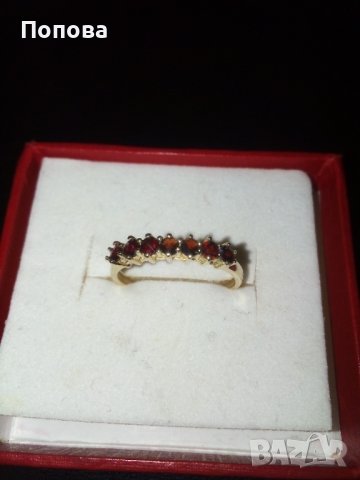 Фирмен златен пръстен с гранати, снимка 6 - Пръстени - 37308803