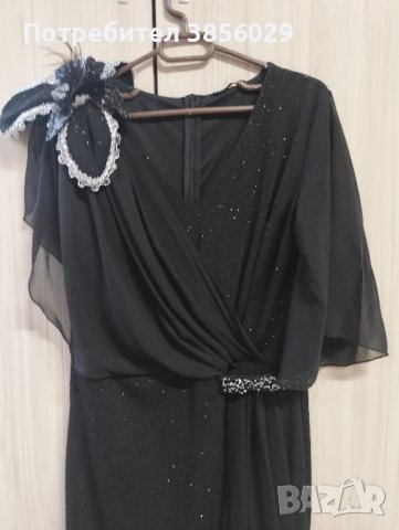 Черна дълга официална рокля размер L