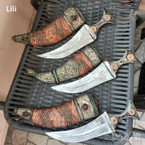 три стари арабски ками с кании ..нож щик каракулак ятаган 