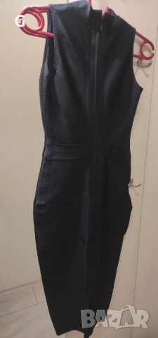 Бандажна черна рокля, снимка 2 - Рокли - 52874098