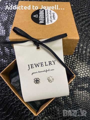 Тотална разпродажба - 50% Сребърни обеци "Love Clover", снимка 4 - Обеци - 35499389