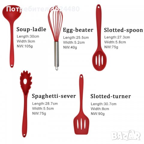 КУХНЕНСКИ СИЛИКОНОВИ ПРИБОРА ЗА ХРАНА - 10 бр., снимка 2 - Прибори за хранене, готвене и сервиране - 40039591