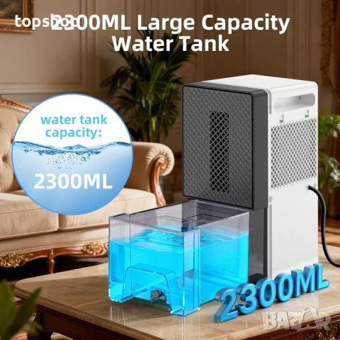 Мощен Влагоабсорбатор HomeNova 2.3L – 500мл/ден, Тих режим, Таймер и RGB  , снимка 5 - Друга електроника - 53406498