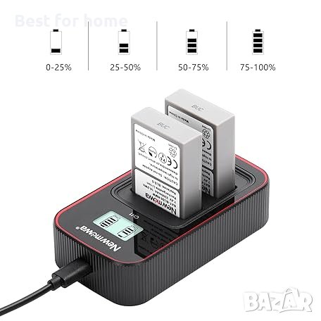 Комплект батерии 2200 mAh и смарт зарядна станция за Olympus от Newmowa BLS-5 , снимка 3 - Батерии, зарядни - 43335121