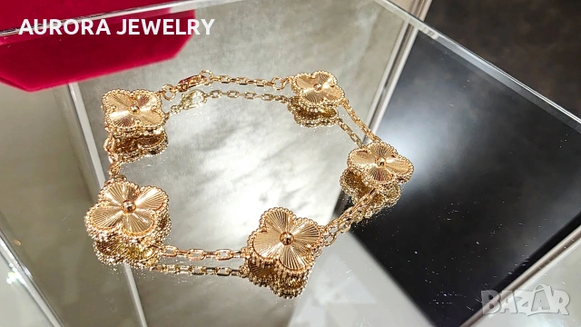 Van Cleef & Arpels VCA Rose Gold Clear 5 Motifs Vintage Alhambra Дамска Гривна