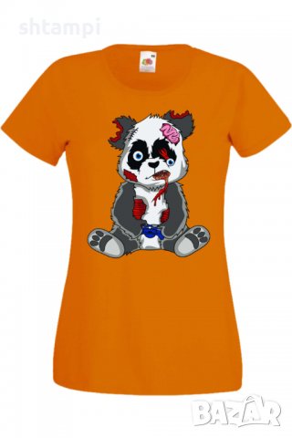 Дамска Тениска Panda Bear Zombi Gamer STAGE 2,Изненада,Повод,Подарък,Празник, снимка 4 - Тениски - 37640055