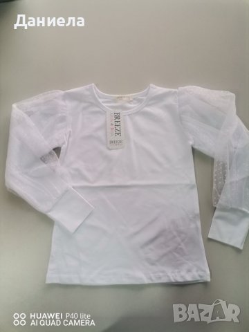 Страхотна блуза с дантела и буфон ръкав, снимка 1 - Детски Блузи и туники - 37606045