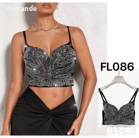 Ефектно Блестящо Бюстие с камъни, снимка 2 - Корсети, бюстиета, топове - 52713634