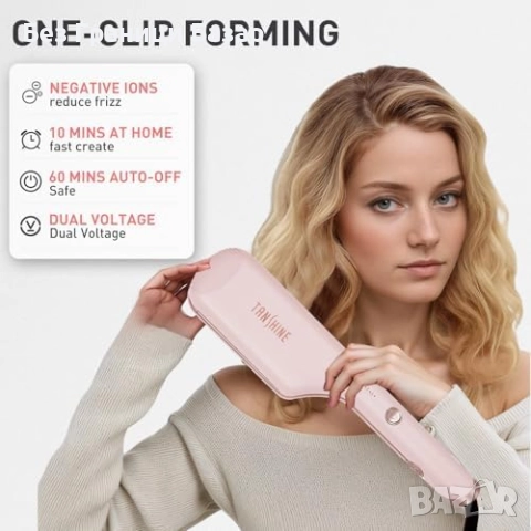 Нова Вълнообразна маша за коса 32мм с керамика, 5 нива, загряване 30секунди, снимка 3 - Маши за коса - 51493237