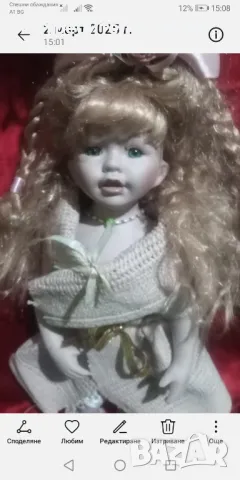 Старинна порцеланова кукла със стойка , снимка 2 - Кукли - 49335234