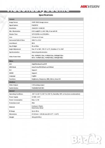 HikVision HWT-T340-VF 2.8~12mm Варифокална Камера 4в1 4MP 2560×1440 IR 40 Метра IP66 Водоустойчивост, снимка 3 - HD камери - 29014513