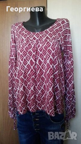 Красива блуза в бяло и малиново🌹👚M/L,L,XL🌹👚 арт.314, снимка 2 - Блузи с дълъг ръкав и пуловери - 27735316