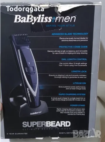 Babyliss Beard Trimmer Машинка Тример за Брада Различни Дължини 1-15мм Мъже Подарък, снимка 8 - Електрически самобръсначки - 49398873