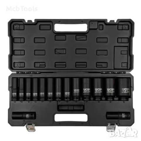 Дълбоки ударни вложки 6-стенни 1/2″ (10 – 36 мм) 15 части JCB, снимка 3 - Други инструменти - 48261240