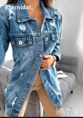 Дълго дънково яке , снимка 6 - Якета - 52074531