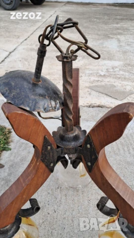 Абажур метал и дърво, снимка 5 - Лампи за таван - 50805473