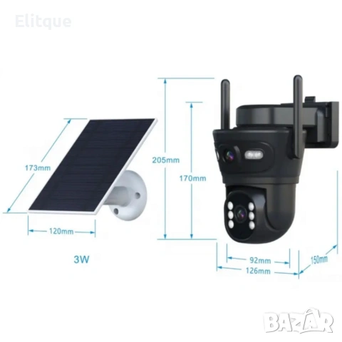 Соларна двойна камера LYLU 10 диода - ICsee за охрана, снимка 2 - Друга електроника - 53424559