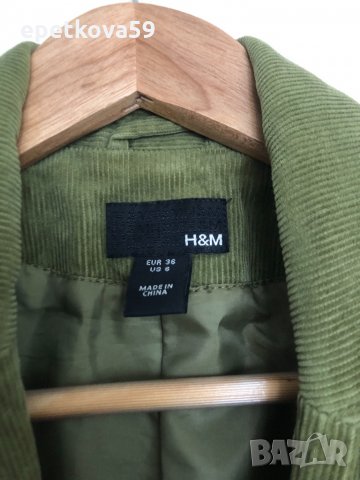 H&M дамско зелено сако в размер S, снимка 2 - Сака - 32235334