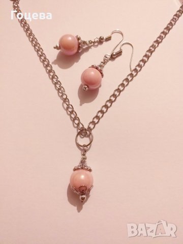 Изящен подаръчен комплект бижута с розови перли !, снимка 12 - Бижутерийни комплекти - 27420300